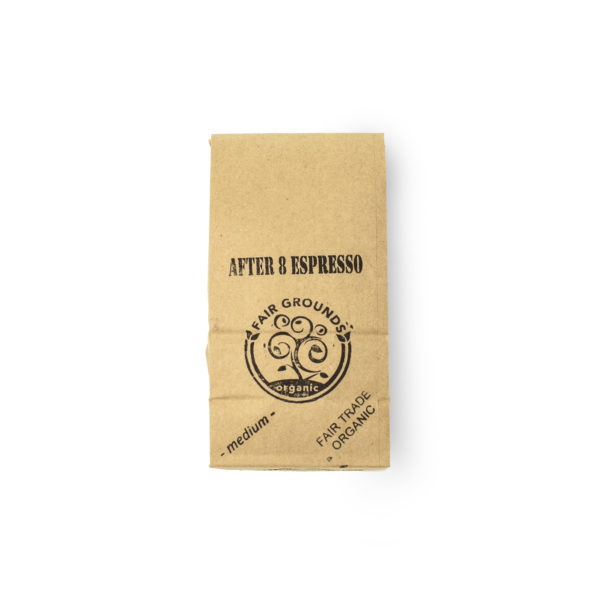 Fair Grounds Organic Fair Trade Coffee Roastery Etobicoke Mississauga-After 8 Espresso-half pound bag new