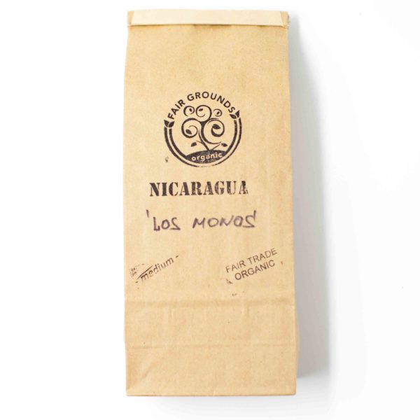 Fair Grounds Organic Fair Trade Coffee Roastery Etobicoke Mississauga-Central America-Medium Roast-Nicaragua-Los Monos-Roasted Organic Coffee-one pound bag