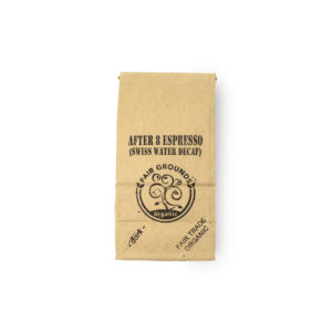 Fair Grounds Organic Fair Trade Coffee Roastery Etobicoke Mississauga-After 8 Espresso Decaf-half pound bag